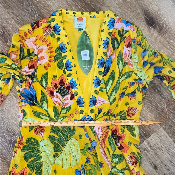 NWT originally $220 Farm Rio Long Sleeve Summer Garden Yellow Maxi Dress XL - Picture 8 of 16